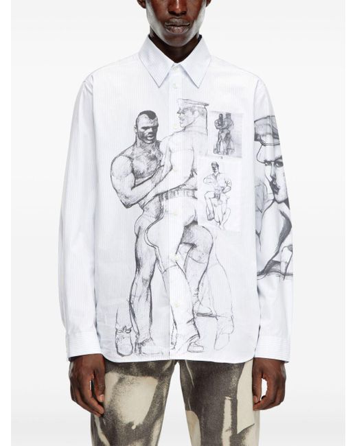 DIESEL White X Toff Sketch-Print Cotton Shirt