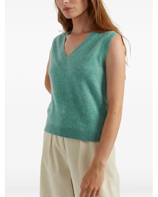 Chinti & Parker Green V-Neck Cashmere Top