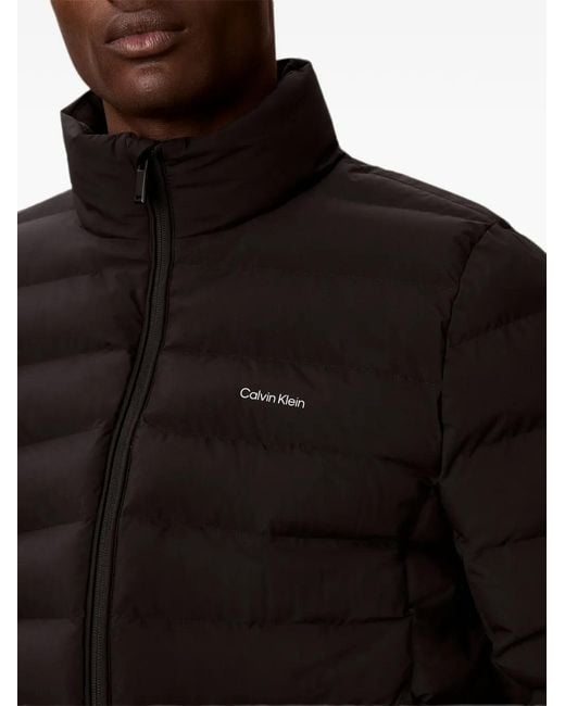 Calvin Klein Black Quilted Logo-Print Jacket for men