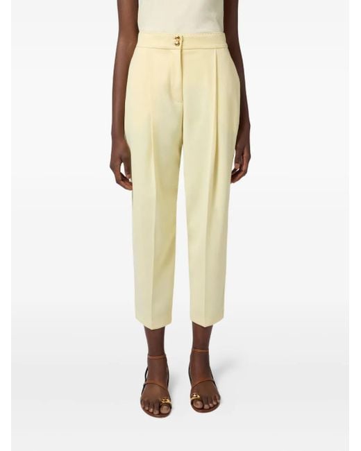 Pantalon À Détails Plissés Elisabetta Franchi en coloris Natural