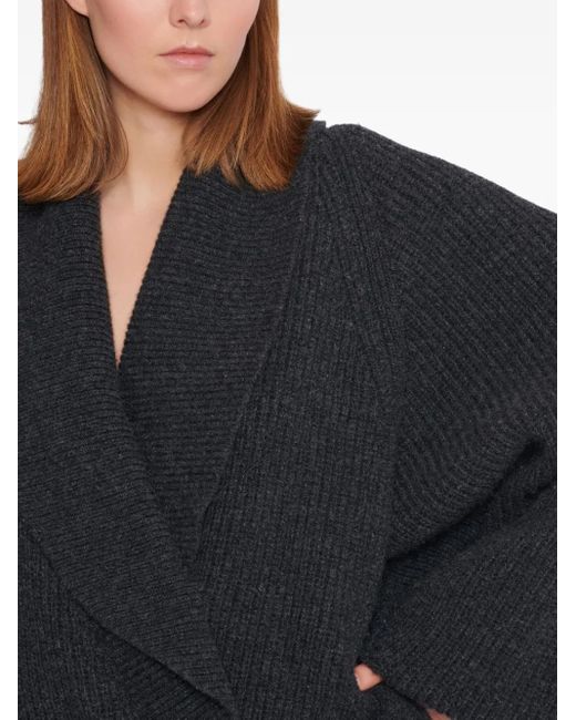 Balmain Geribbelde Trui Met Wikkeleffect in het Black