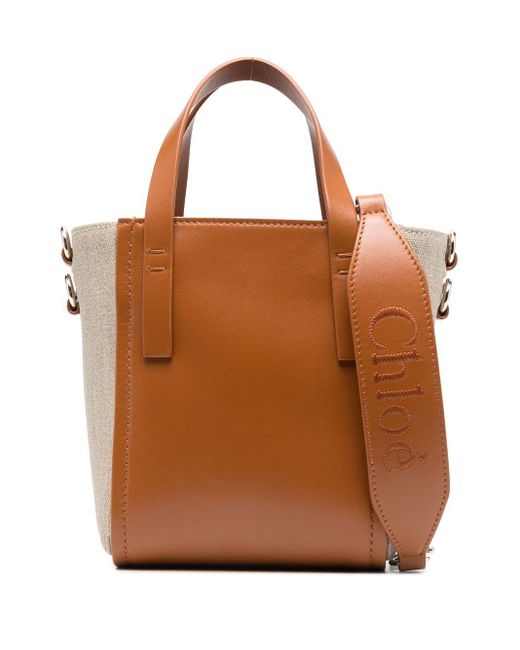 Chloé Medium Sense Leather Tote Bag in het Brown