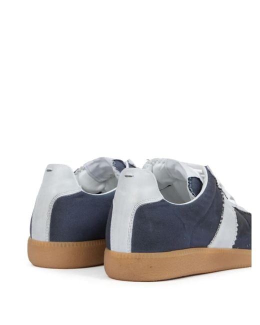 Maison Margiela Graue Kalbsveloursleder-Sneaker Mit Schnürung in Blue für Herren
