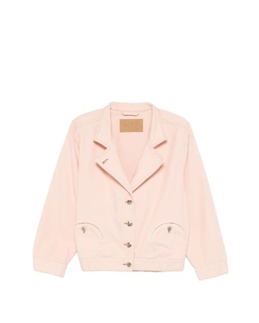 Blazé Milano Pink Topstitched Button Coat