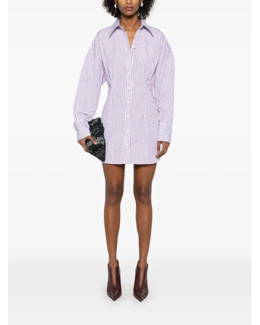 The Attico Purple Striped Shirt Dress