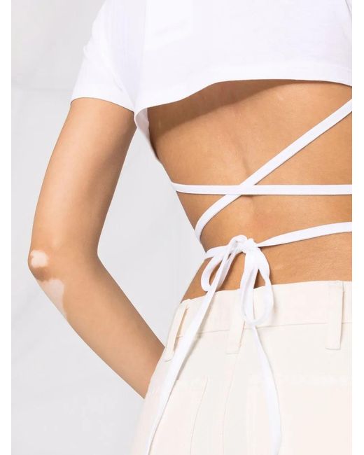 Jacquemus White Le T-Shirt Baci Cropped Top