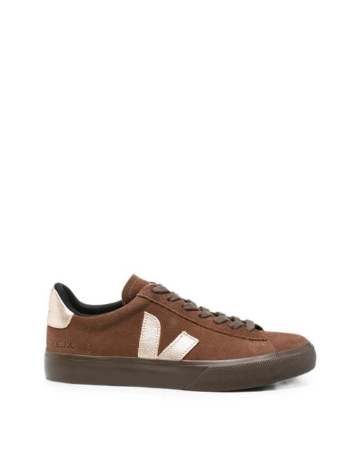 Veja Brown Suede Logo-Patch Sneakers