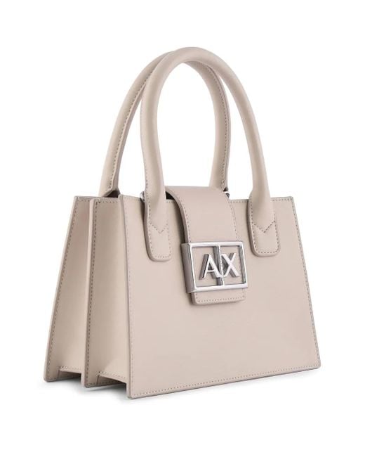 Borsa Tote Con Placca Logo di ARMANI EXCHANGE in Natural