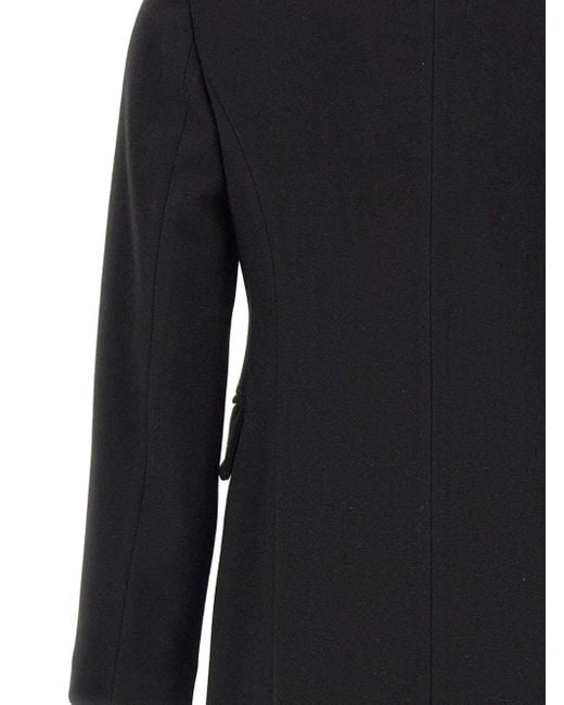 Kaos Black Single-Breasted Flap-Pocket Coat