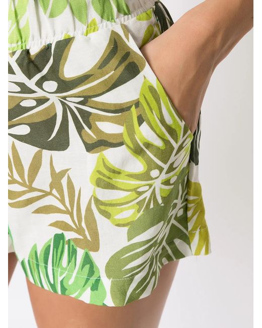 Amir Slama Green Palm Leaf Print Shorts