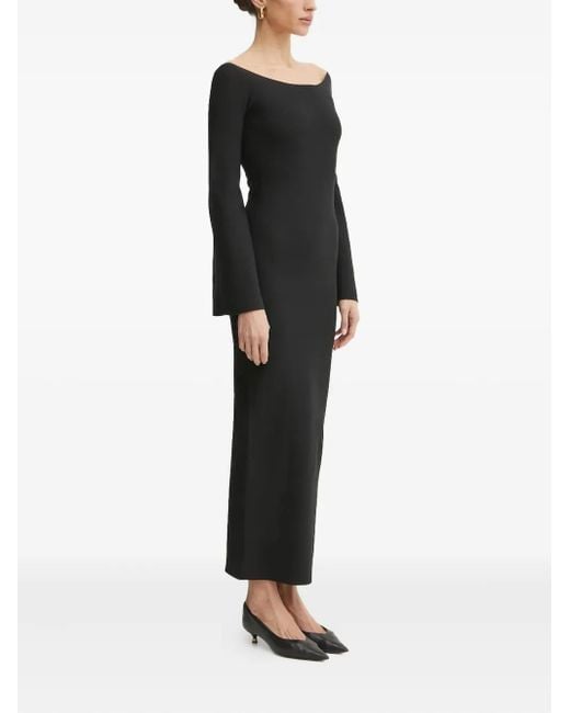 Liviana Conti Black Boat-Neck Bell-Sleeve Maxi Dress