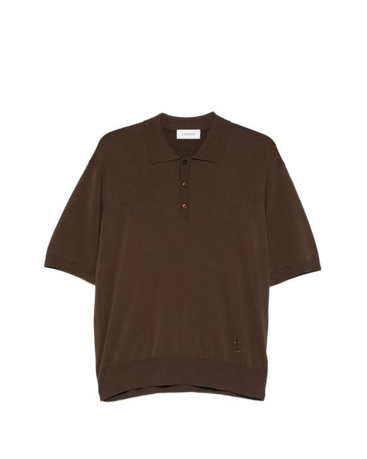 Laneus Brown Distressed Polo Shirt for men