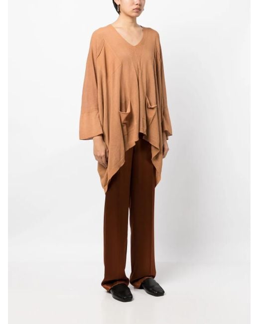 Masnada Brown V-Neck Knitted Blouse