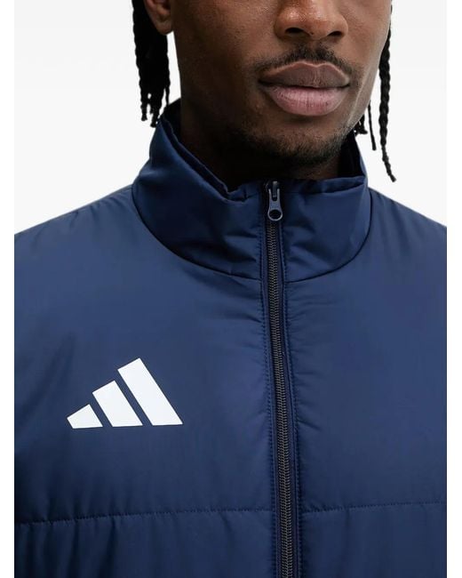 Adidas Blue Quilted Logo-Print Jacket for men