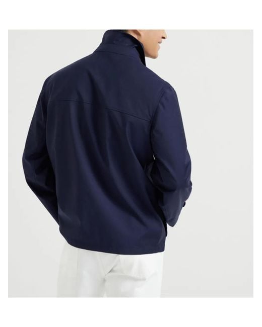 Brunello Cucinelli Blue Raglan-Sleeve Field Jacket for men