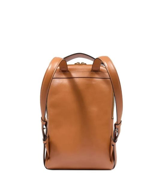 Lancel Brown Origami Leather Zip-Fastening Backpack