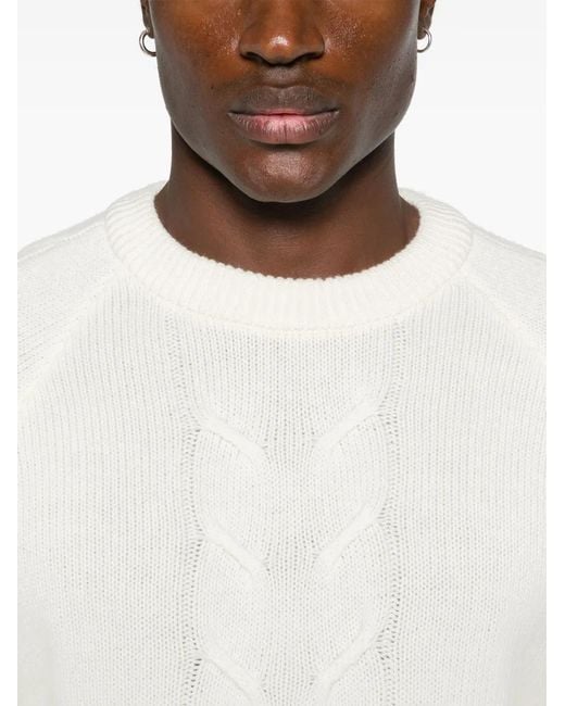 Woolrich White Cable-Knit Sweater for men