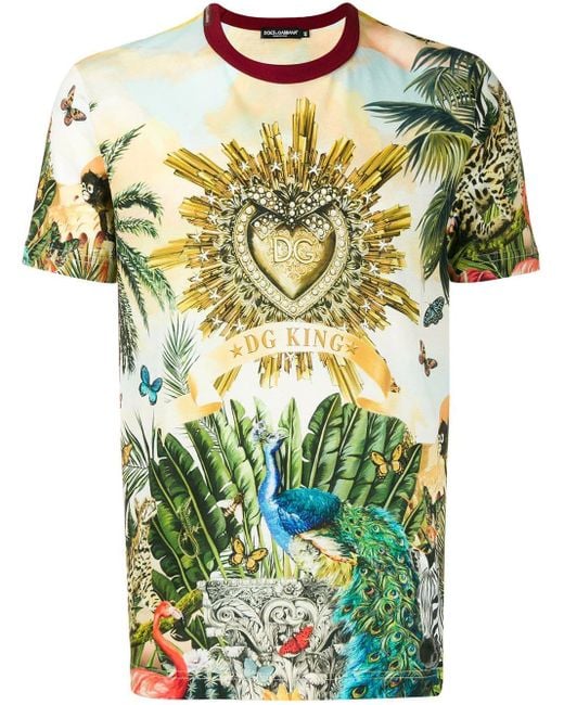 Dolce & Gabbana T-Shirt mit "DG King"-Print in Green für Herren