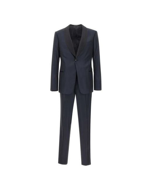 Emporio Armani Blue Shawl Lapels Single-Breasted Suit for men
