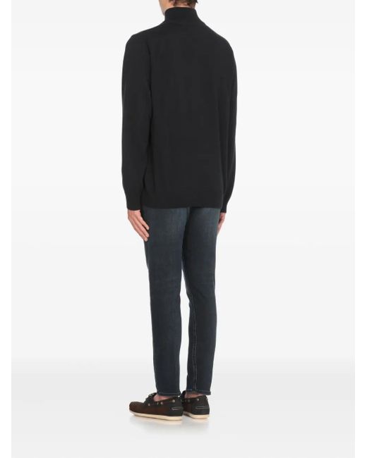 Barbour Blue Half-Zip Ribbed-Trim Sweater for men