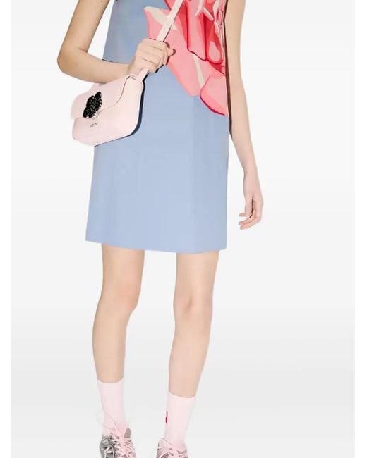 KENZO Pink Flower-Appliqué Leather Crossbody Bag