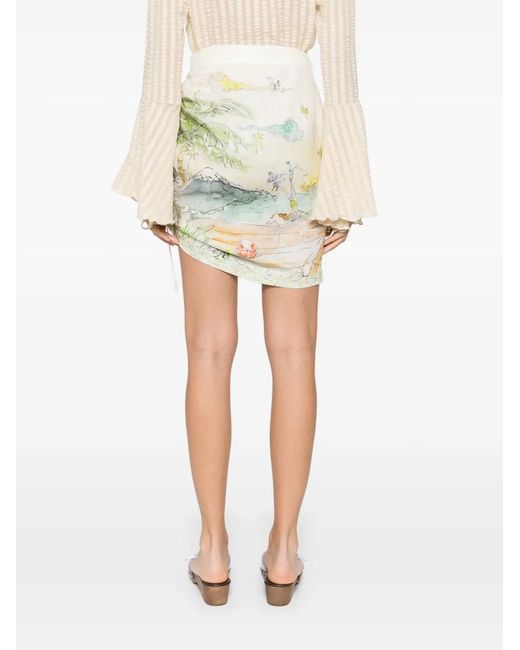 ALÉMAIS White Linen Draped Skirt