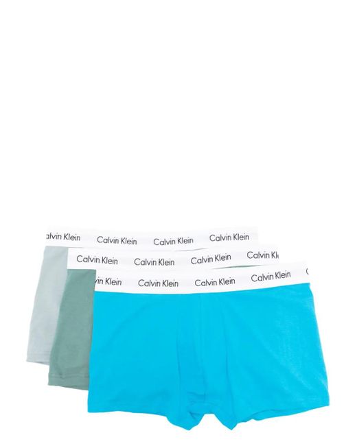 Calvin Klein Blue Logo-Waistband Boxers (Pack Of Three) for men
