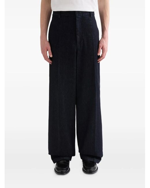 Jil Sander Black Belt-Loops Cotton Trousers for men