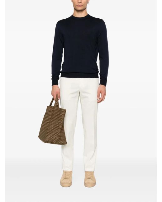 Canali Blue Crew-Neck Wool Sweater for men