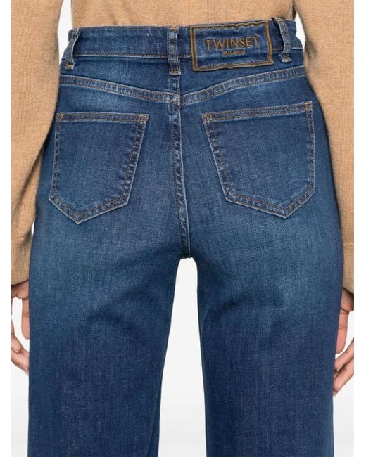 Twinset Blue Logo-Engraved Buttons Jeans