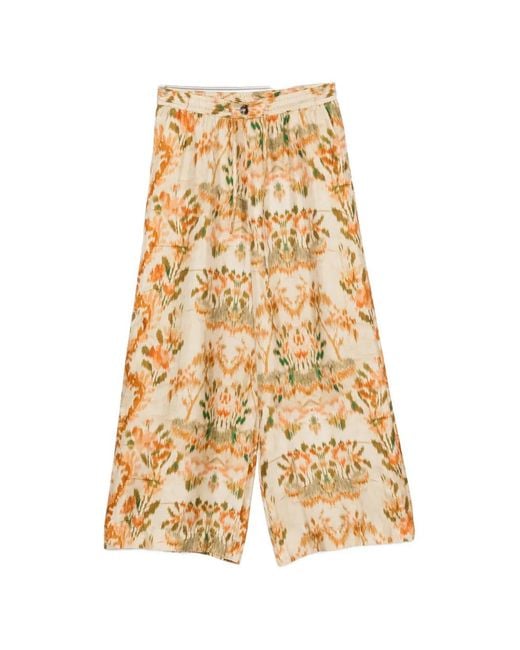 Pierre Louis Mascia Metallic Ikat-Print Drawstring-Fastening Palazzo Pants