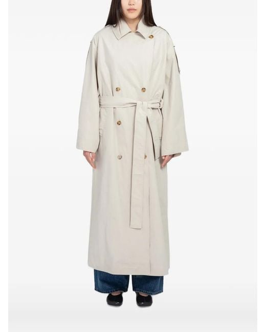 Minimum White Disa Double-Breasted Belted Coat