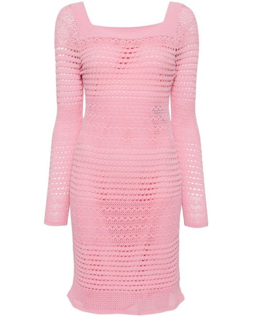 Tom Ford Pink Open-knit Square-neck Minidress