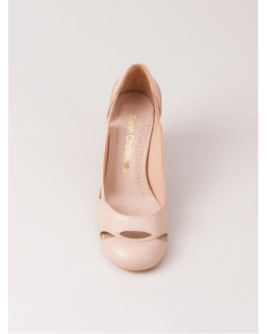 Sarah Chofakian Pink Chunky Heel Pumps