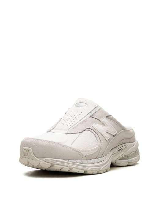 New Balance White Neutral 2002r Sneaker Mules - Unisex - Calf Suede/rubber/fabric