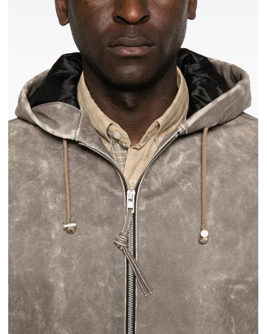 Aries Gray Veste Bomber À Capuche À Effet Usé for men