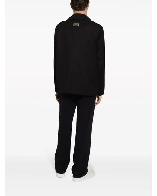 Dolce & Gabbana Black Cotton Double-Breasted Blazer for men