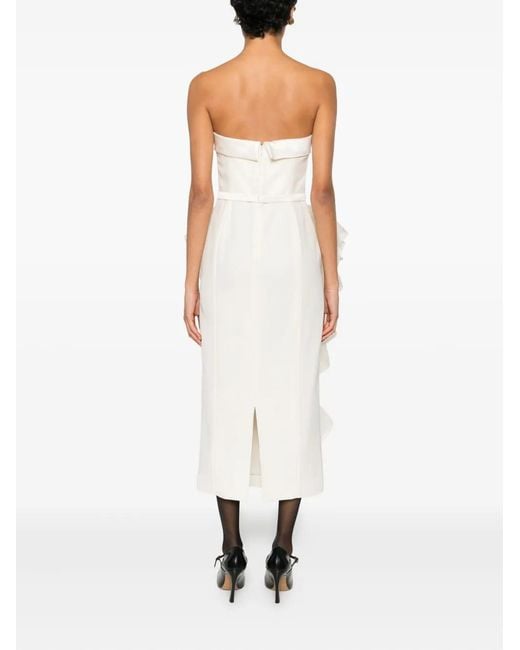 Viktor & Rolf White Ruffled Strapless Midi Dress