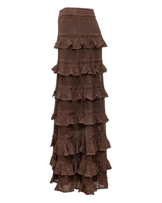 Zimmermann Brown Tiered Ruffle Skirt