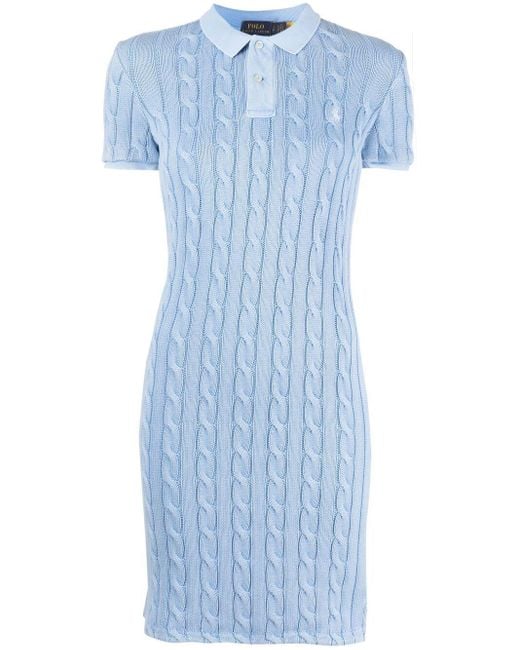 Polo Ralph Lauren Blue Kleid mit Zopfmuster