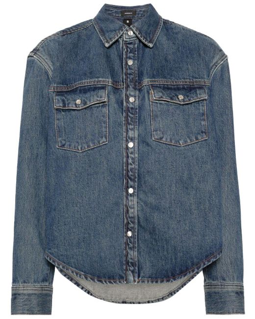 Veste en jean à boutons pressions Wardrobe NYC en coloris Blue