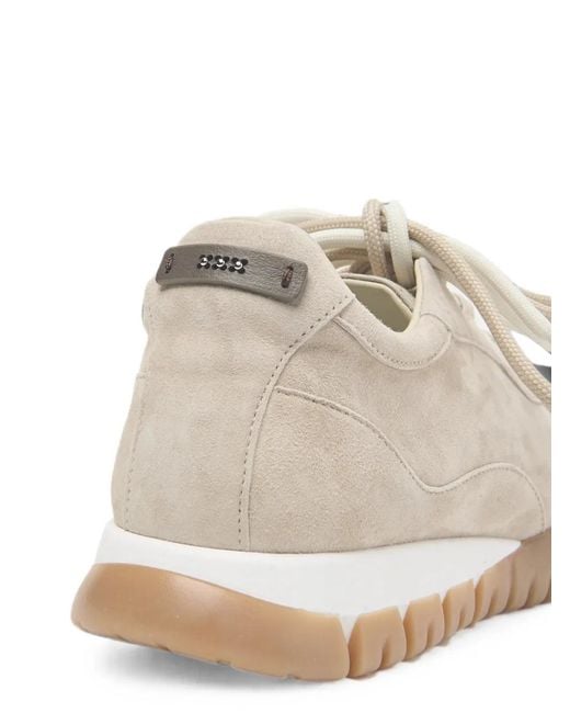 Peserico White Panelled Suede Sneakers
