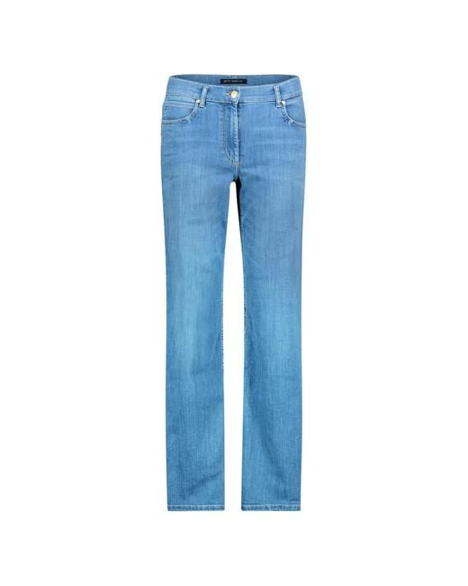 Betty Barclay Blue Pantalon Droit À Ornements Strassés