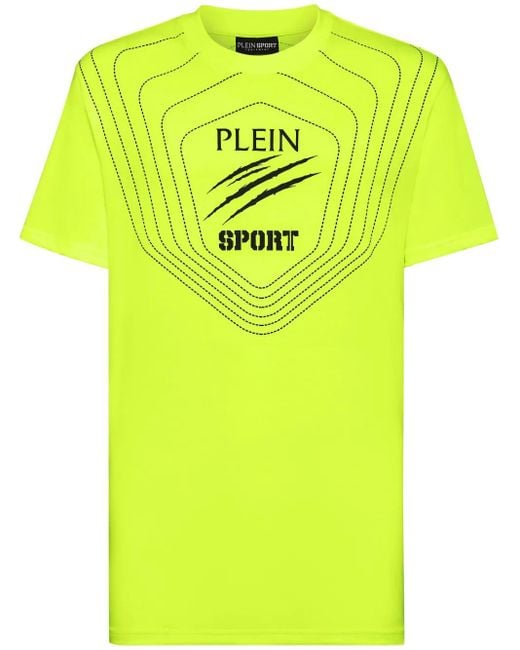 Philipp Plein Yellow Logo-Print Cotton T-Shirt for men