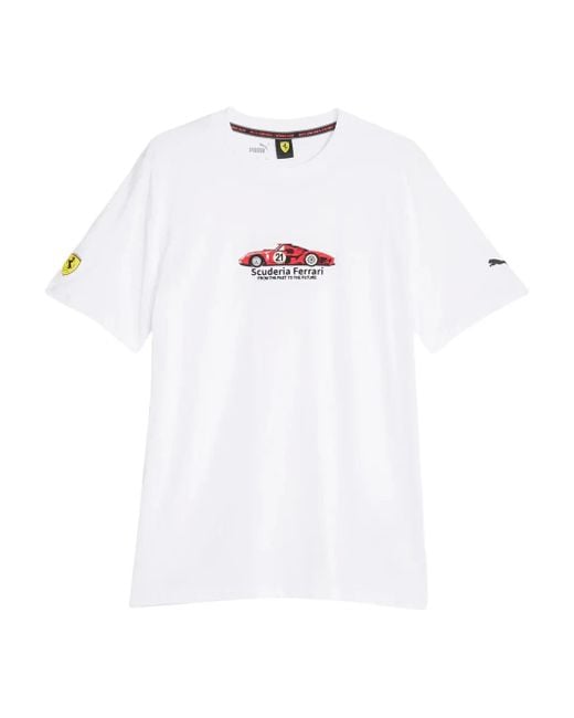 PUMA White X Ferrari Race Embroidered T-Shirt for men