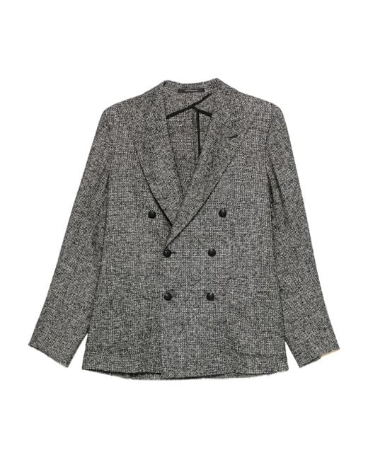 Tagliatore Men's Gray Double-Breasted Textured Blazer