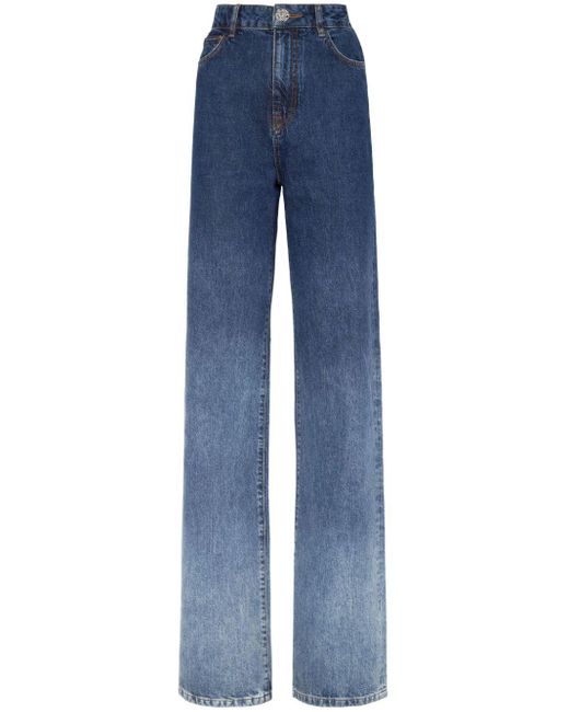 Philipp Plein Blue Gradient-effect High-rise Jeans
