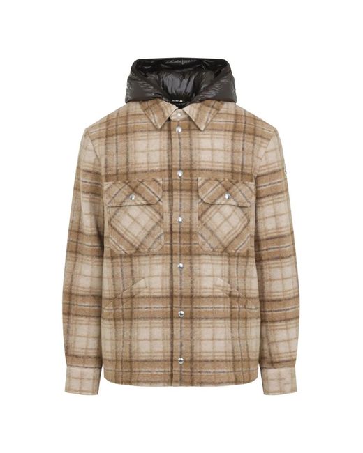 Moncler Brown Nyvalin Check-Pattern Hooded Down Jacket for men