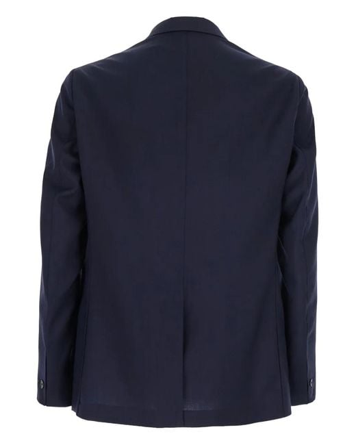 Low Brand Blue Double-Breasted Blazer for men