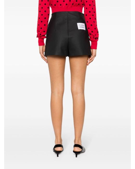 Moschino Black Patch-detail Leather Shorts